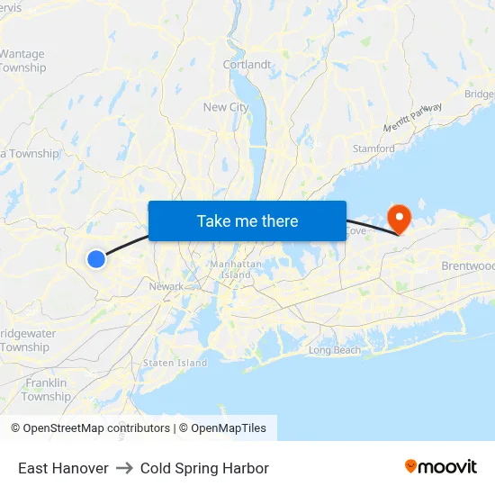 East Hanover to Cold Spring Harbor map