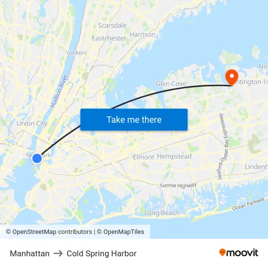 Manhattan to Cold Spring Harbor map