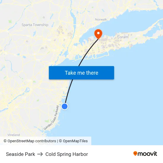 Seaside Park to Cold Spring Harbor map