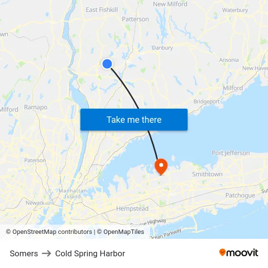 Somers to Cold Spring Harbor map