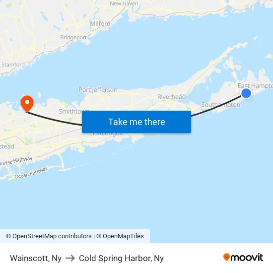 Wainscott to Cold Spring Harbor, Ny map