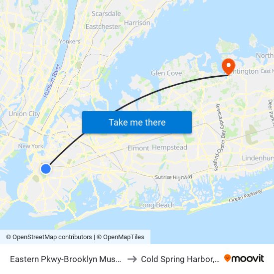 Eastern Pkwy-Brooklyn Museum to Cold Spring Harbor, Ny map