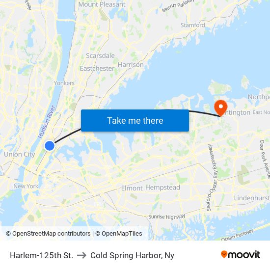 Harlem-125th St. to Cold Spring Harbor, Ny map