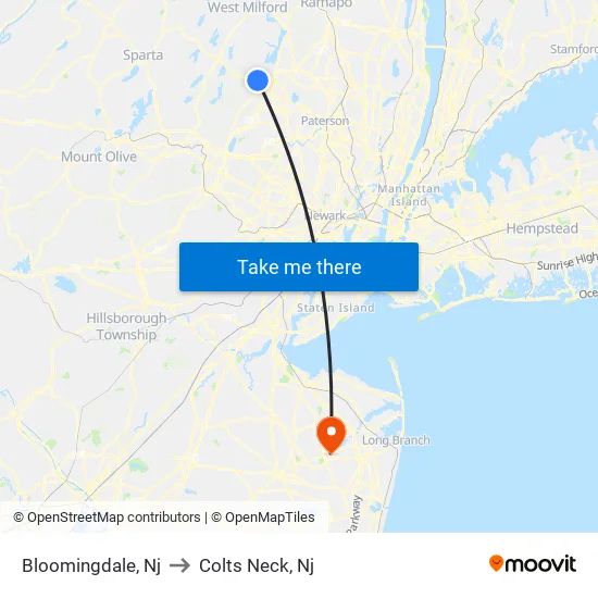 Bloomingdale to Colts Neck, Nj map