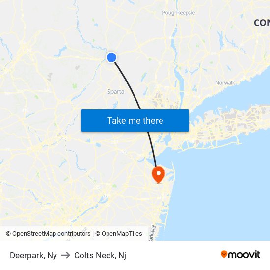 Deerpark, Ny to Colts Neck, Nj map