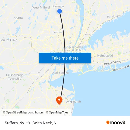 Suffern to Colts Neck, Nj map