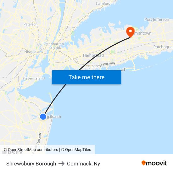 Shrewsbury Borough to Commack, Ny map