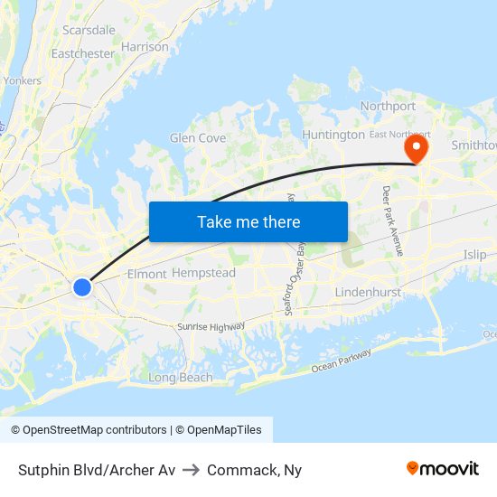 Sutphin Blvd/Archer Av to Commack, Ny map