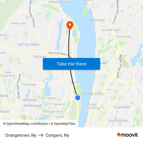 Orangetown, Ny to Congers, Ny map