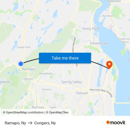 Ramapo, Ny to Congers, Ny map