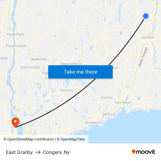 East Granby to Congers, Ny map