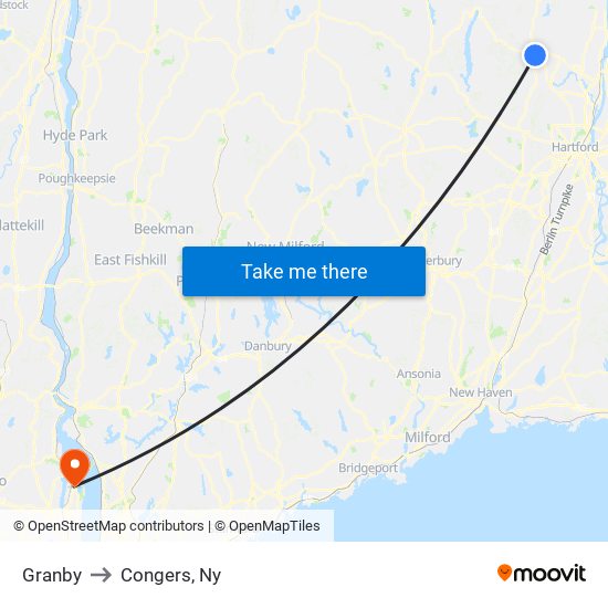 Granby to Congers, Ny map