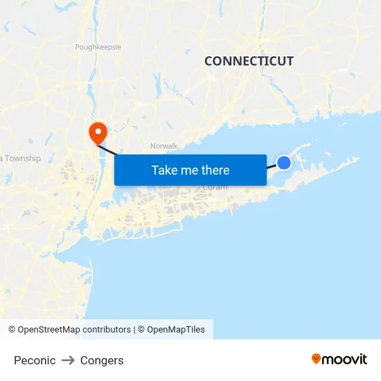 Peconic to Congers map