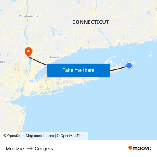 Montauk to Congers map