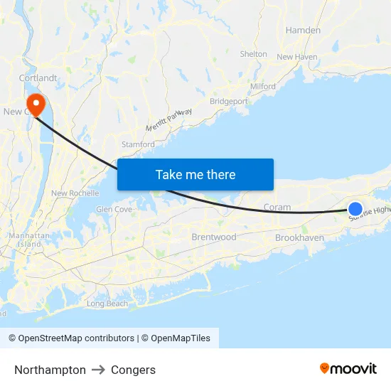 Northampton to Congers map