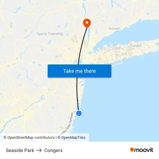 Seaside Park to Congers map