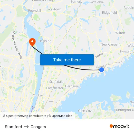 Stamford to Congers map