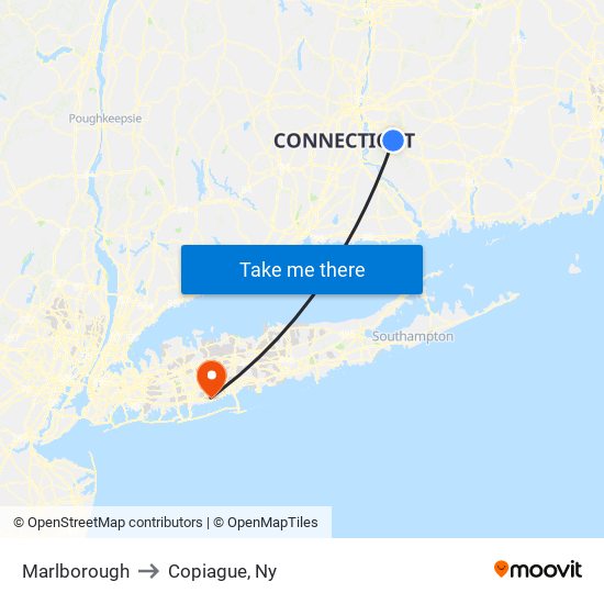 Marlborough to Copiague, Ny map