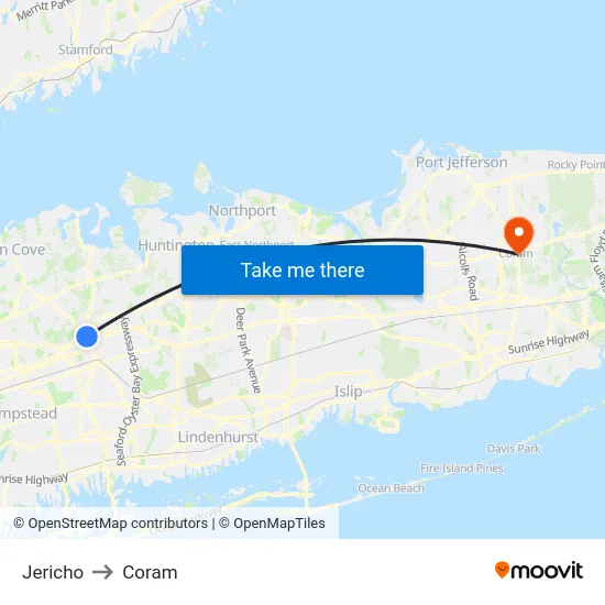 Jericho to Coram map