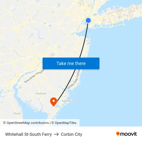 Whitehall St-South Ferry to Corbin City map