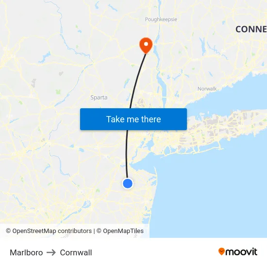 Marlboro to Cornwall map