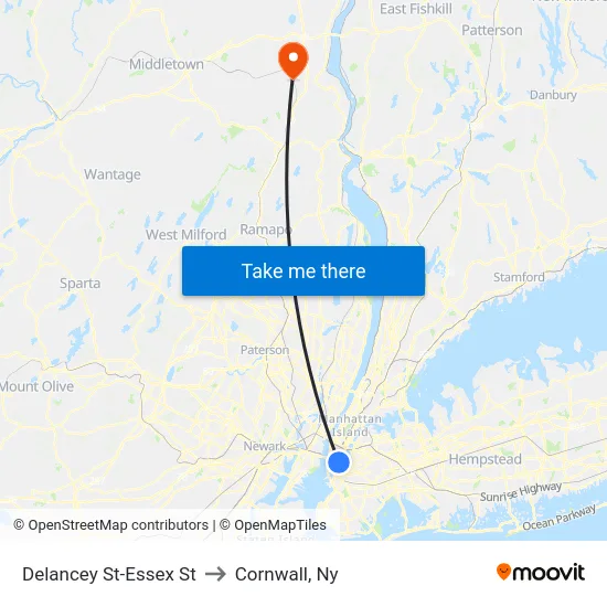 Delancey St-Essex St to Cornwall, Ny map
