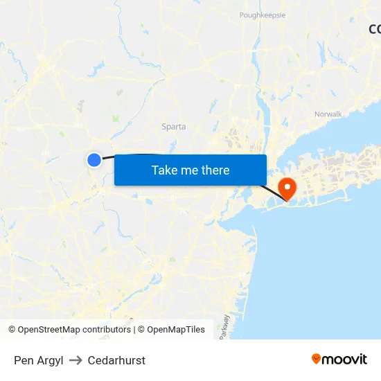 Pen Argyl to Cedarhurst map