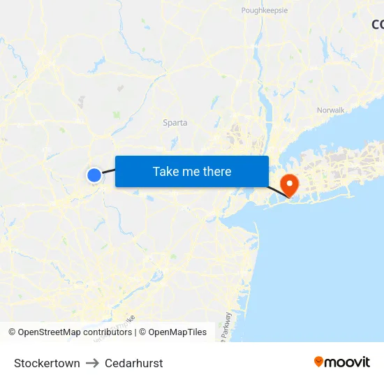 Stockertown to Cedarhurst map