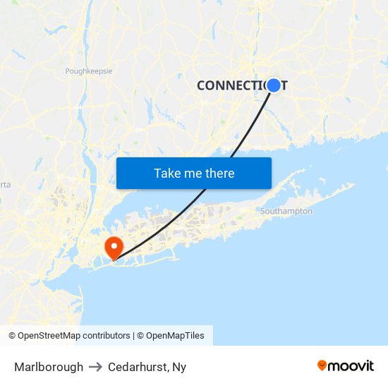 Marlborough to Cedarhurst, Ny map