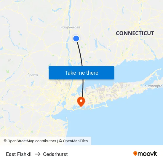 East Fishkill to Cedarhurst map