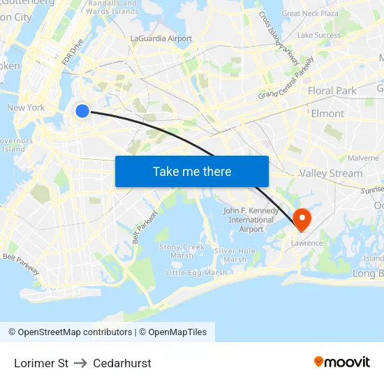 Lorimer St to Cedarhurst map