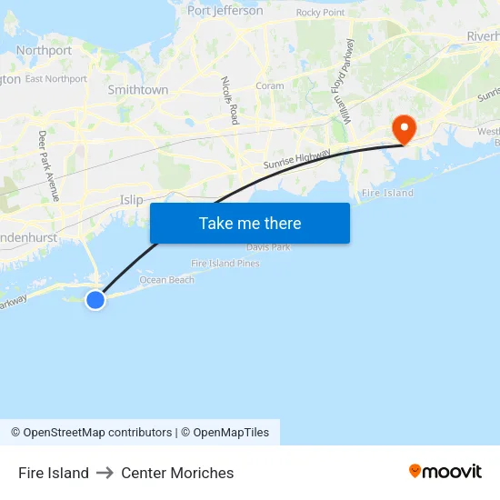 Fire Island to Center Moriches map