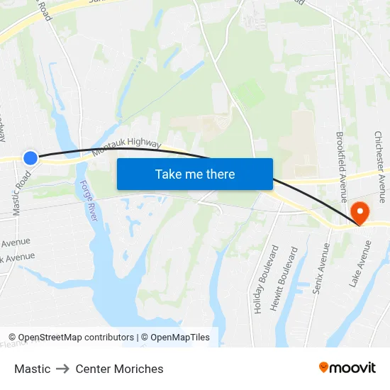 Mastic to Center Moriches map