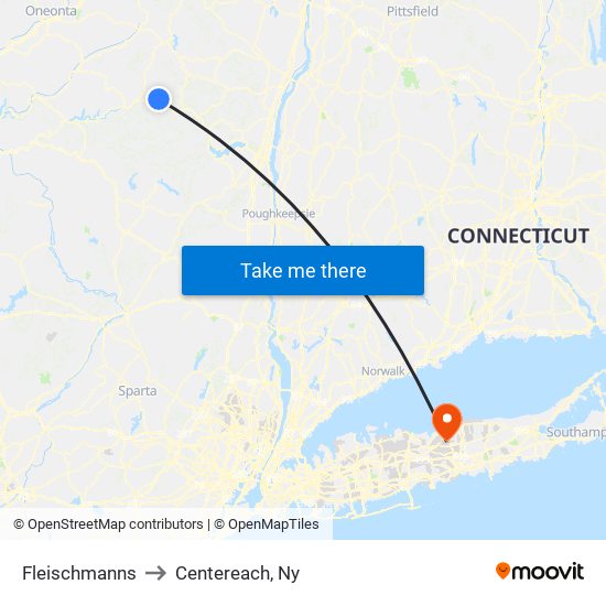 Fleischmanns to Centereach, Ny map