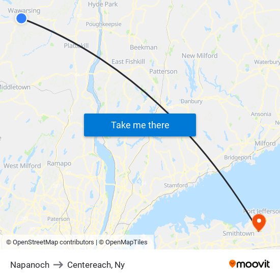 Napanoch to Centereach, Ny map