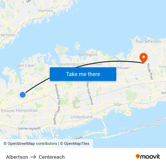 Albertson to Centereach map