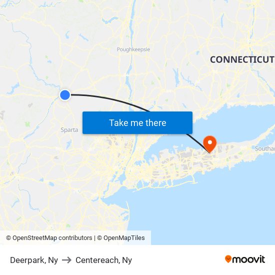 Deerpark, Ny to Centereach, Ny map