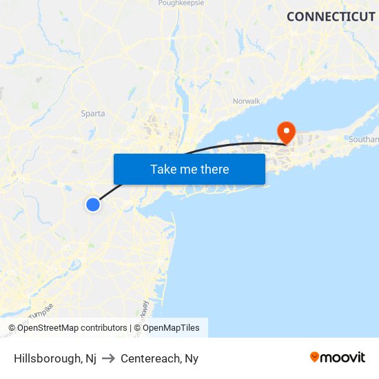 Hillsborough, Nj to Centereach, Ny map