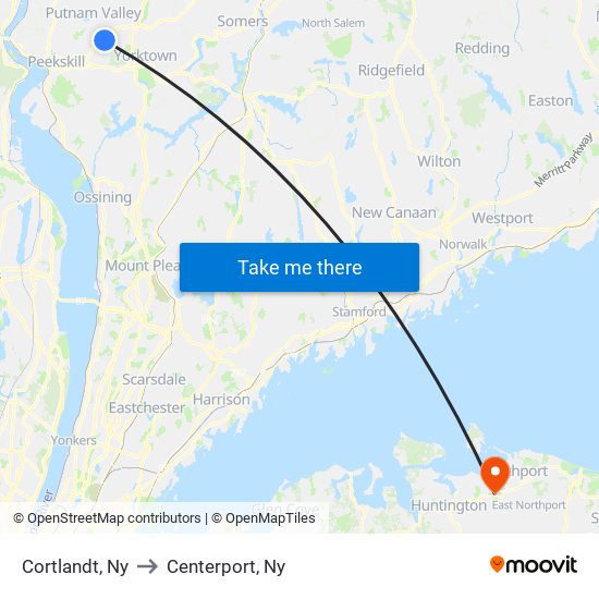 Cortlandt, Ny to Centerport, Ny map