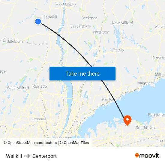 Wallkill to Centerport map
