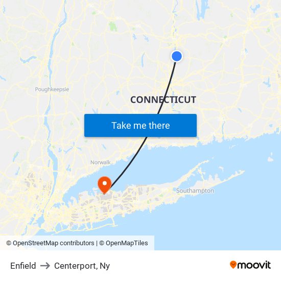 Enfield to Centerport, Ny map