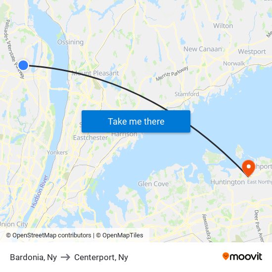 Bardonia, Ny to Centerport, Ny map