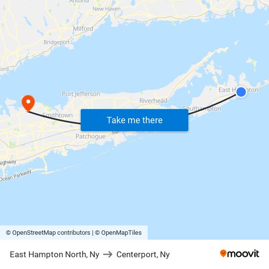 East Hampton North, Ny to Centerport, Ny map