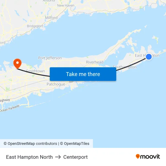 East Hampton North to Centerport map