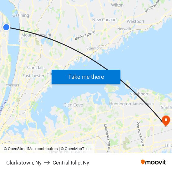 Clarkstown, Ny to Central Islip, Ny map