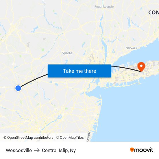 Wescosville to Central Islip, Ny map