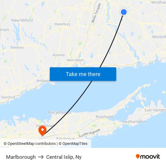 Marlborough to Central Islip, Ny map