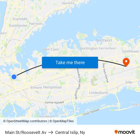 Main St/Roosevelt Av to Central Islip, Ny map