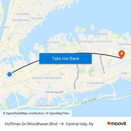 Hoffman Dr/Woodhaven Blvd to Central Islip, Ny map