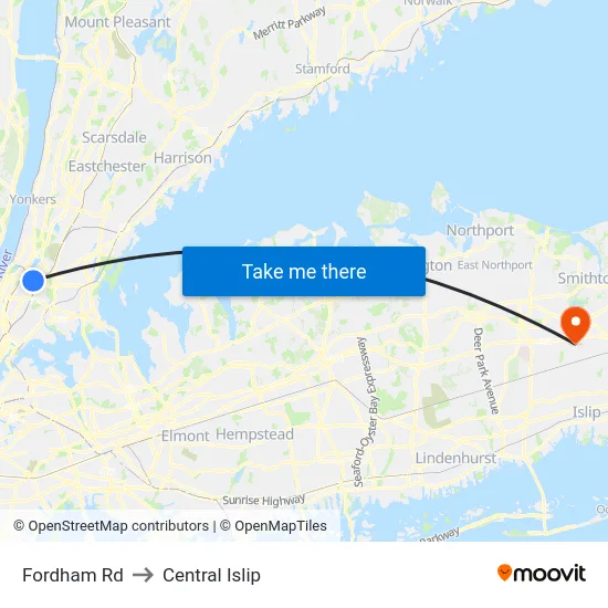 Fordham Rd to Central Islip map
